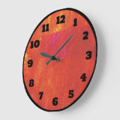 赤くグランジで抽象的なアートワーク ラージ壁時計 (傾斜)