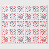 赤くグランジな星の最初誕生日のカスタムV02 ラッピングペーパー (フラット)