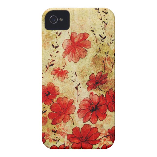 赤くグランジな花のiPhone 4 Case-Mate iPhoneケース (裏面)