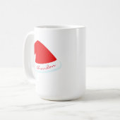 赤くパーソナライズなサンタの帽子の休日のマグ コーヒーマグカップ (正面左)