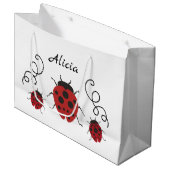 赤くモダンなてんとう虫はそれを個人化します ラージペーパーバッグ (正面アングル)