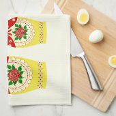 赤くロシアのなmatryoshkaのネスティング人形 キッチンタオル (四つ折り)