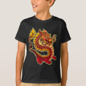 赤く中国のなドラゴンは暗いTシャツをからかいます Tシャツ (正面)