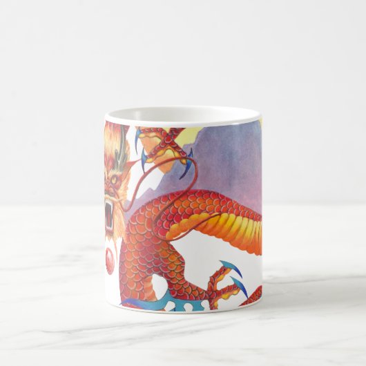 赤く中国のなドラゴン コーヒーマグカップ (中央)