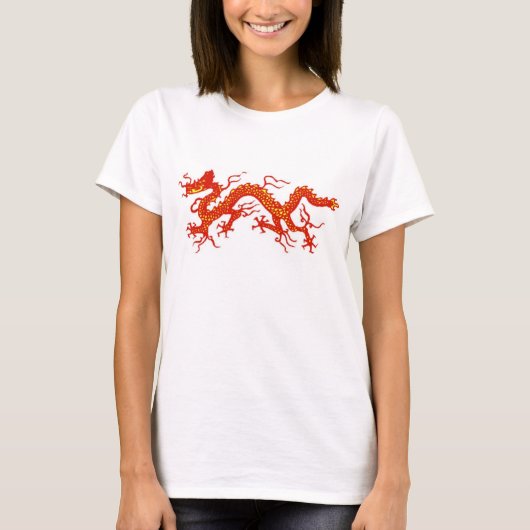 赤く中国のなドラゴン Tシャツ (正面)