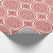 赤く伝統的で幾何学的で中国のなパターン ラッピングペーパー (角)