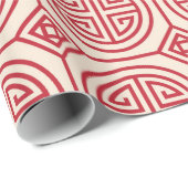 赤く伝統的で幾何学的で中国のなパターン ラッピングペーパー (ロールコーナー)