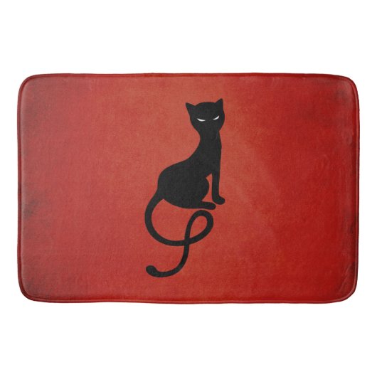 赤く優雅で邪悪な黒猫 バスマット (正面)