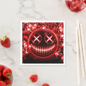 赤く光る笑顔の燃え殻ハロウィンパーティー スタンダードカクテルナプキン (インサイチュ)