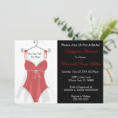 赤く及び白いコルセットのランジェリーのブライダルシャワーの招待 招待状 (スタンド正面)
