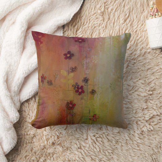 赤く及び白いデイジーの枕 クッション (ブランケット)