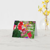 赤く及び白いペチュニア、"私の他のお母さん" カード (黄色い花)