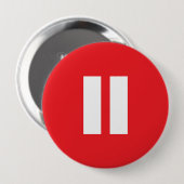 赤く及び白い一時停止ボタン 缶バッジ (正面&裏面)