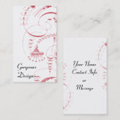 赤く及び白い名刺のヴィンテージのフランス語Toile 名刺 (正面/裏面)