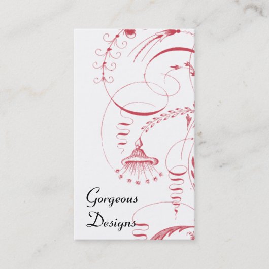 赤く及び白い名刺のヴィンテージのフランス語Toile 名刺 (正面)