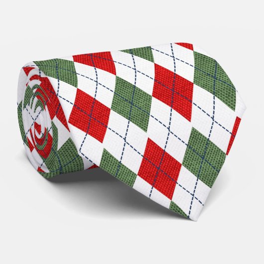 赤く及び白い格子縞のクリスマスのセーターパターン ネクタイ (ロール)