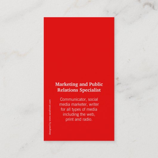 赤く及び白くシンプルなポートレートの名刺 名刺