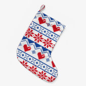 赤く及び青の北欧のクリスマス スモールクリスマスストッキング (正面 (吊り時))