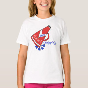 赤く及び青の精神のメガホンの応援のワイシャツ Tシャツ