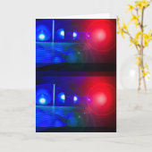赤く及び青の警察ライト カード (黄色い花)