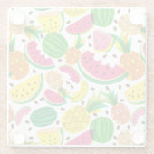 赤く及び黄色のトロピカル・フルーツパターン ガラスコースター (裏面)