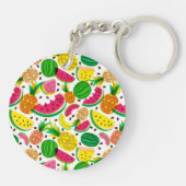 赤く及び黄色のトロピカル・フルーツパターン キーホルダー (裏面)