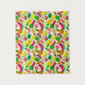 赤く及び黄色のトロピカル・フルーツパターン タペストリー (正面)