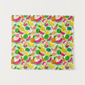 赤く及び黄色のトロピカル・フルーツパターン タペストリー (正面(横))