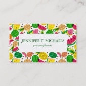 赤く及び黄色のトロピカル・フルーツパターン 名刺 (正面)