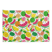 赤く及び黄色のトロピカル・フルーツパターン 枕カバー (裏面-右)