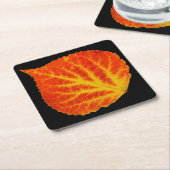 赤く及び黄色の《植物》アスペンの葉#10 スクエアペーパーコースター (アングル)
