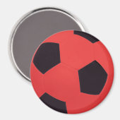 赤く及び黒いサッカーボールの磁石 マグネット (正面/裏面)