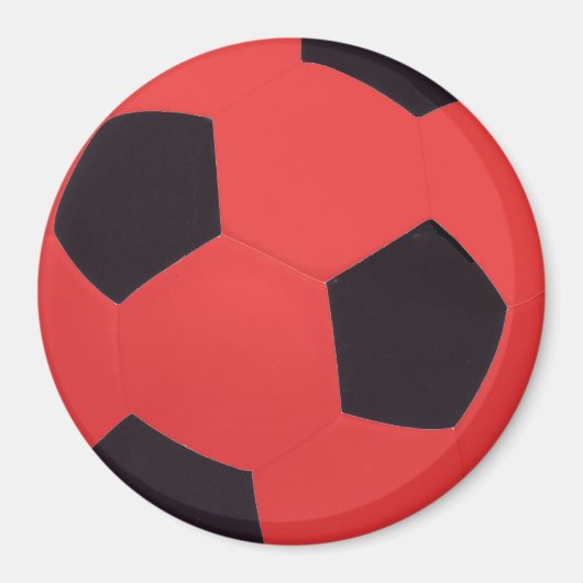 赤く及び黒いサッカーボールの磁石 マグネット (正面)