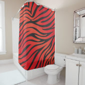 赤く及び黒いシマウマのプリントのシャワー・カーテン シャワーカーテン (インサイチュ)