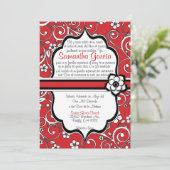 赤く及び黒いスペイン語Quinceañera 招待状 (スタンド正面)