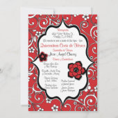 赤く及び黒いスペイン語Quinceañera 招待状 (裏面)