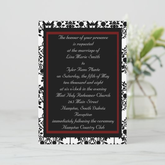 赤く及び黒いダマスク織の招待状 招待状 (スタンド正面)