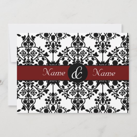 赤く及び黒いダマスク織の招待状 招待状 (裏面)