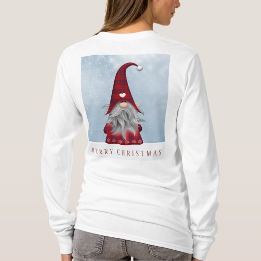 赤く及び黒いバッファローの格子縞のクリスマスの格言 Tシャツ (裏面)