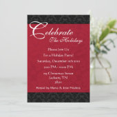 赤く及び黒いヴィンテージの休日のパーティの招待状 招待状 (スタンド正面)