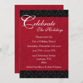 赤く及び黒いヴィンテージの休日のパーティの招待状 招待状 (正面/裏面)