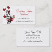 赤く及び黒い花のつる植物のデザインの名刺 名刺 (正面/裏面)