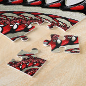 赤く及び黒い螺線形のフラクタル ジグソーパズル (側面)