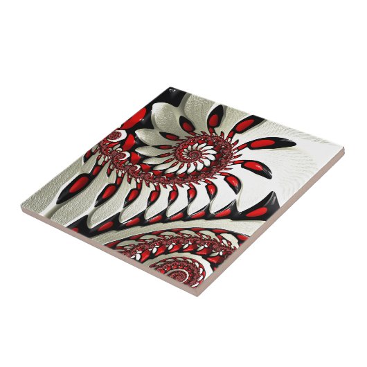 赤く及び黒い螺線形のフラクタル タイル (側面)