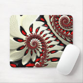 赤く及び黒い螺線形のフラクタル マウスパッド (マウス)