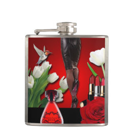 赤く及び黒くガーリーなファッション フラスク