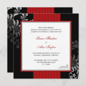 赤く及び黒く華美なパターン結婚式招待状 招待状 (正面/裏面)
