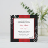 赤く及び黒く華美なパターン結婚式招待状 招待状 (スタンド正面)