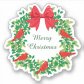 赤く基本的なクリスマスのリースの輪郭 シール (正面)