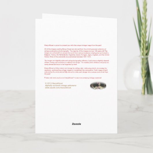 赤く基本的なヴィンテージのフランスのな挨拶状 シーズンカード (裏面)